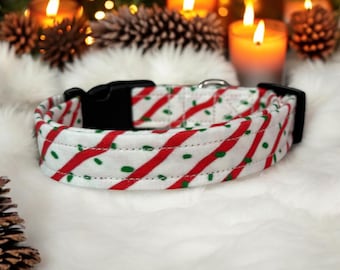 Christmas Frosting dog collar, fabric handmade side release collar, girl dog collar, boy dog collar, custom collar, washable,  adjustable