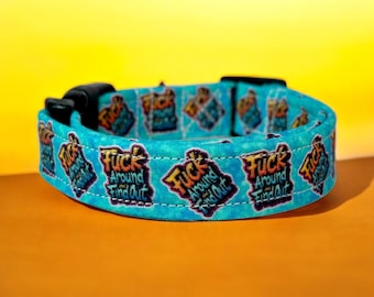 FAFO dog collar, handmade side release dog collar, girl dog collar, boy dog collar, custom dog collar, washable fuck around dog collar