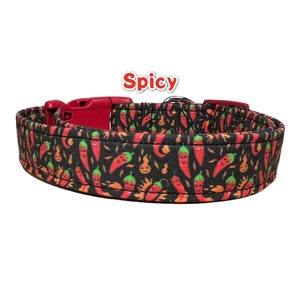 Pepper Dog Collar: Funny Food Print, Side Release Collar