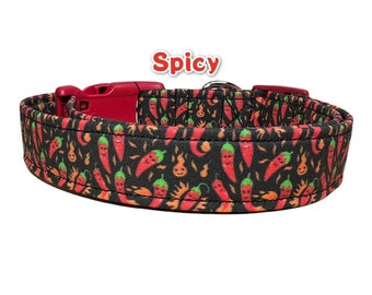 Pepper dog collar, food dog collar, funny dog collar, dog collar girl, dog collar boy, pepper cat collar, side release collar, hot peppers