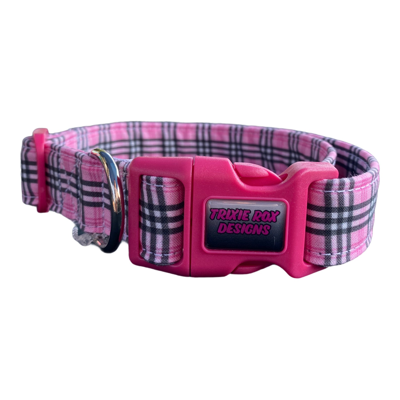 Pink Tartan Plaid Dog Collar Pink Plaid Adjustable Collar Etsy