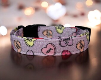 Anti-Valentine dog collar, funny dog collar, handmade side release dog collar, girl dog collar, boy dog collar, custom adjustable dog collar