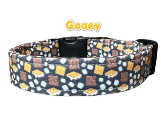 S’mores dog collar, food dog collar, funny dog collar, dog collar girl, dog collar boy, side release collar, fabric dog collar, adjustable