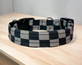 Checkered Dog collar, handmade side release dog collar, girl dog collar, boy dog collar, custom dog collar, washable, adjustable collar
