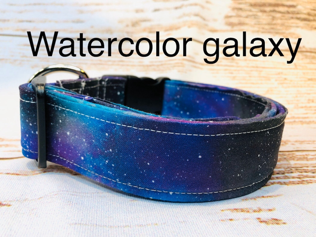Galaxy Dog Collar, Celestial Dog Collar, Watercolor Galaxy, Girl Dog