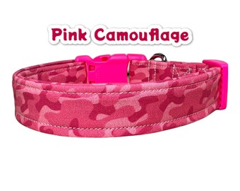 Pink dog collar, girl dog collar, handmade dog collar, fabric dog collar, side release collar, washable dog collar, custom dog collar