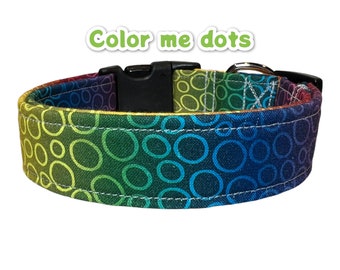 Rainbow dog collar, dog collar boy, dog collar girl, side release collar, washable fabric dog collar, rainbow cat collar, ombre pet collar