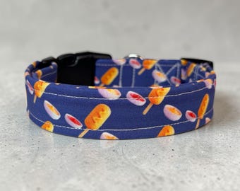 Corn dog Dog handmade funny food dog Collar: adjustable side release, washable cotton fabric, webbing core, customizable hardware color