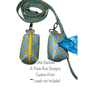 Yellow Ducky Faux Leather Dog Poop Bag Holder, Funny Handmade Dog Collar
