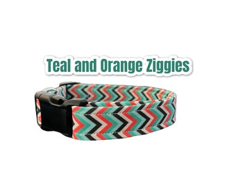 Zig Zag dog collar, girl dog collar, boy dog collar, handmade dog collar, custom collar, adjustable collar, side release, washable collar