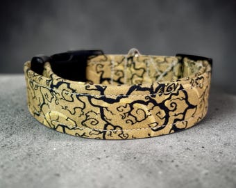Creepy Tree Halloween Dog Collar: Handmade Adjustable Side release, washable cotton, webbing core, handmade holiday dog collars