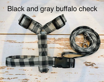 Dog harness, Harness leash set, matching leash, step in harness, standard harness, plaid dog harness, buffalo plaid, buffalo check, plaid,