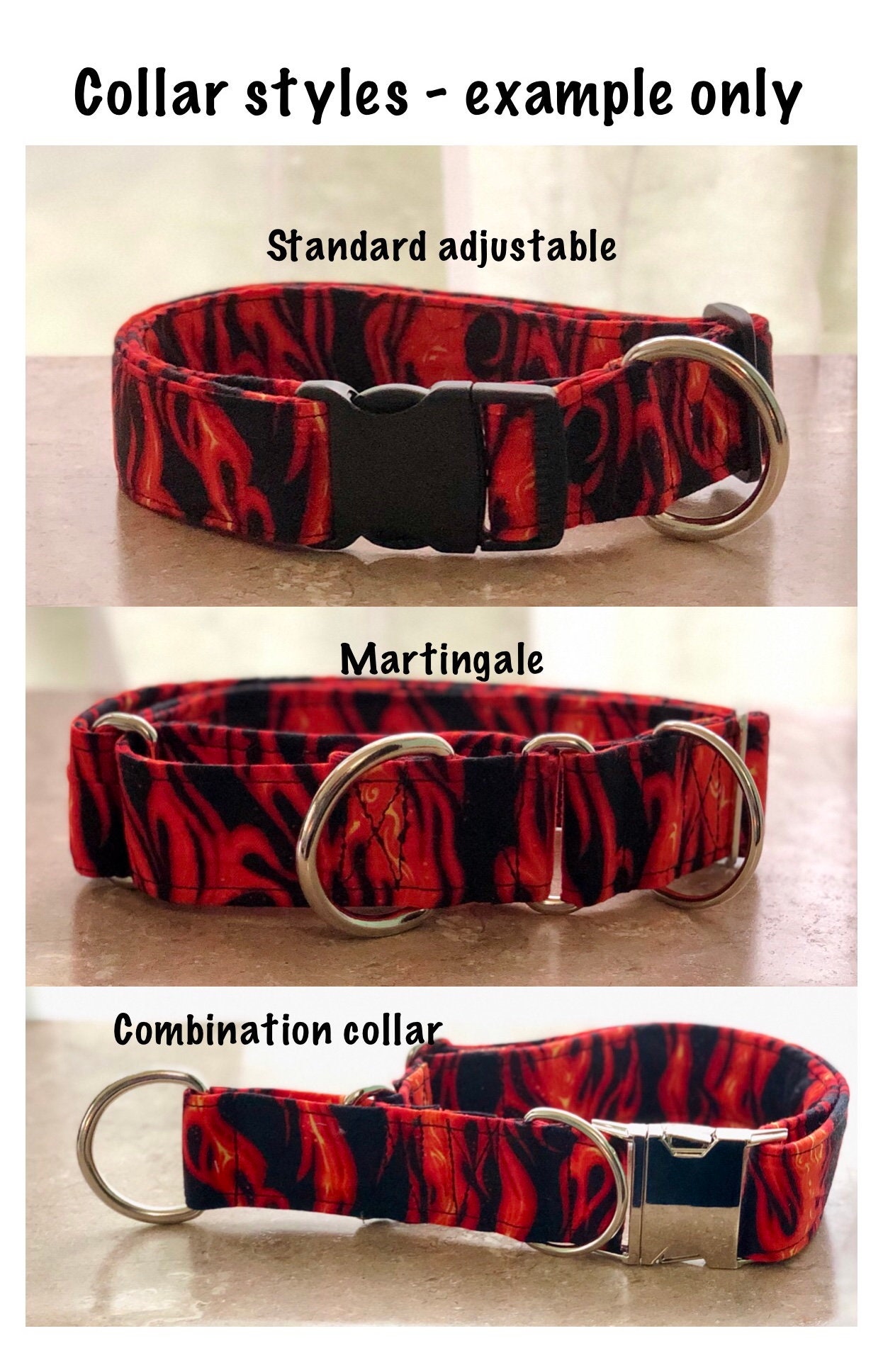 Dog Collar, buckle dog collar, metal buckle, gold buckle, martingale collar, combination