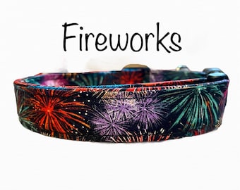 Fireworks Dog Collar, dog collar girl, dog collar boy, fabric collar, adjustable collar, dog collar, nylon collar, fireworks, july, fourth