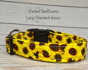 Dog Collar, girl dog collar, washable collar, side release collar, adjustable collar, buckle dog collar, sunflower dog collar, sunflowers