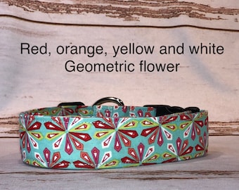 Geometric floral dog collar, standard adjustable or martingale