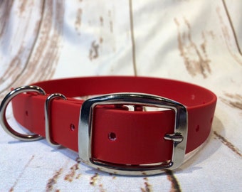 Biothane dog collar, red dog collar, dog collar, buckle dog collar, waterproof collar, dog collar unisex, vegan leather dog collar, red