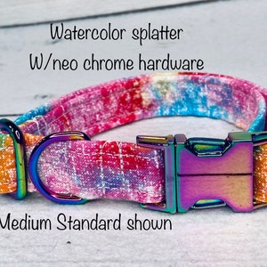 Watercolor Dog Collar: Adjustable Neo Chrome Buckle