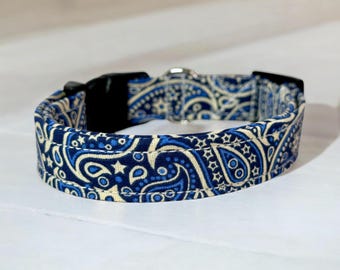 Paisley Bandana dog collar, handmade fabric dog collar, side release adjustable dog collar, funny dog collars, washable, gifts for dogs