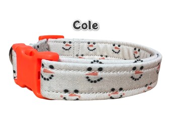 Christmas Dog collar, snow man dog collar, winter dog collar, side release collar, adjustable collar, washable collar, holiday dog collar