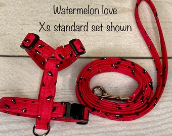 Dog harness, Harness and leash set, step in harness, standard harness, dog harness girl, dog halter, watermelons, watermelon dog harness