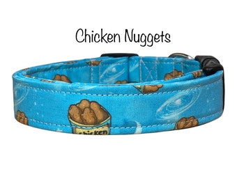 Chicken nugget dog collar, funny dog collar, food dog collar, side release collar, adjustable collar, washable collar, fabric dog collar