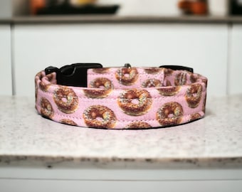 Bagel dog collar, food dog collar, adjustable collar, handmade fabric dog collar, side release, washable, funny dog collar, food collar