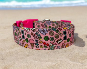 Summer vibes dog collar, Funny dog collar, dog collar, collar for dogs, handmade dog collar, washable adjustable dog collar, boy dog collar