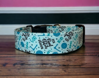It’s bad bitch o’clock dog collar, funny dog collar, obscene dog collar, side release, adjustable, washable, fabric dog collar, handmade