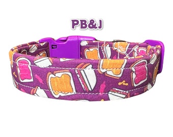 PB&J dog collar, peanut butter dog collar, jelly dog collar, funny dog collar, food dog collar, dog collar girl, fabric dog collar