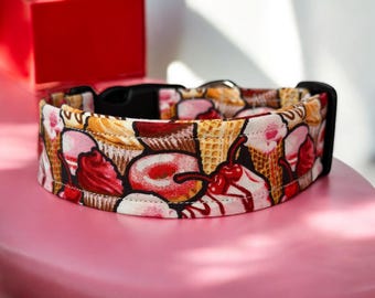 Donuts and ice cream dog collar, handmade side release collar, girl dog collar, boy dog collar, custom collar, washable adjustable collar