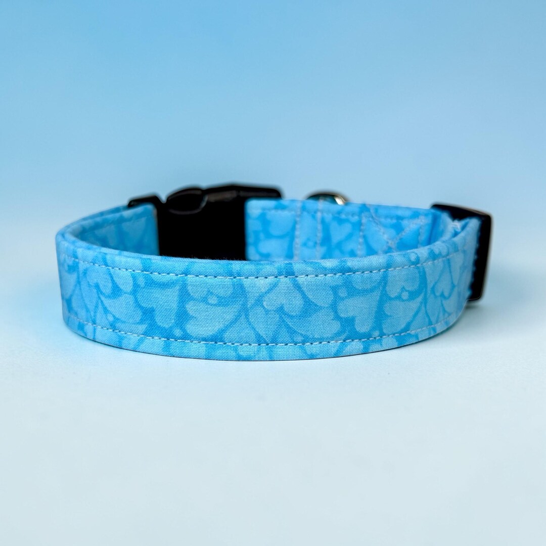 Blue Hearts Handmade Dog Collar, Adjustable Side Release, Washable ...