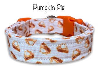 Pumpkin pie dog collar, food dog collar, funny dog collar, thanksgiving dog collar, adjustable, washable, eco friendly, pumpkin pie, orange