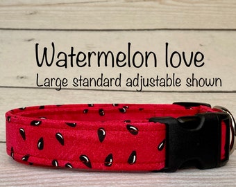 Watermelon dog collar, summer dog collar, food dog collar, girl dog collar, boy dog collar, adjustable collar, washable collar, custom dog