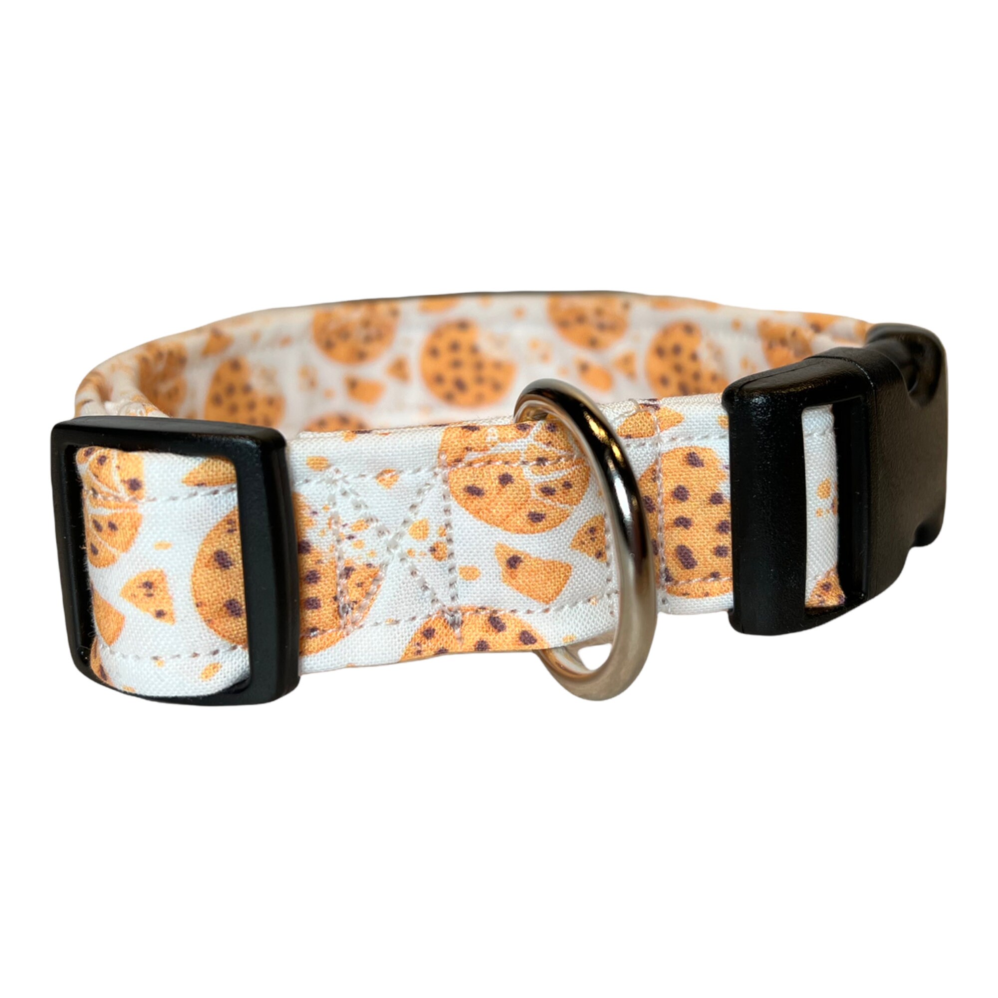 Chocolate chip cookie dog collar, dog collar boy, dog collar girl, side