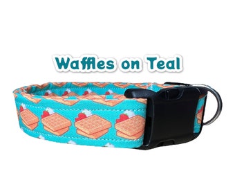 Waffle dog collar, food dog collar, funny dog collar, dog collar girl, dog collar boy, handmade dog collar, side release collar, washable
