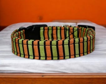 Halloween striped dog collar, dog collar, handmade side release dog collar, funny dog collar, custom dog collar, washable adjustable collar
