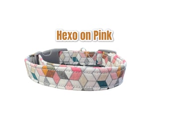 Geometric dog collar, girl dog collar, boy dog collar, handmade dog collar, custom collar, adjustable collar, side release, washable collar