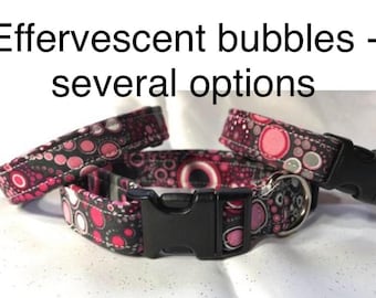 Bubble Dog Collar: Adjustable Fabric Collar for Boy or Girl, handmade funny dog collars, side release, washable 