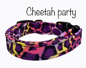Cheetah print dog collar, dog collar, cheetah print, adjustable dog collar, washable, eco friendly, side release, dog collar girl, fabric