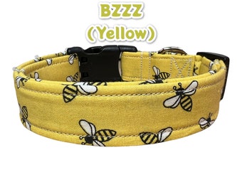 Bee dog collar, dog collar, dog collar boy, dog collar girl, side release dog collar, adjustable dog collar, washable dog collar, honey bee