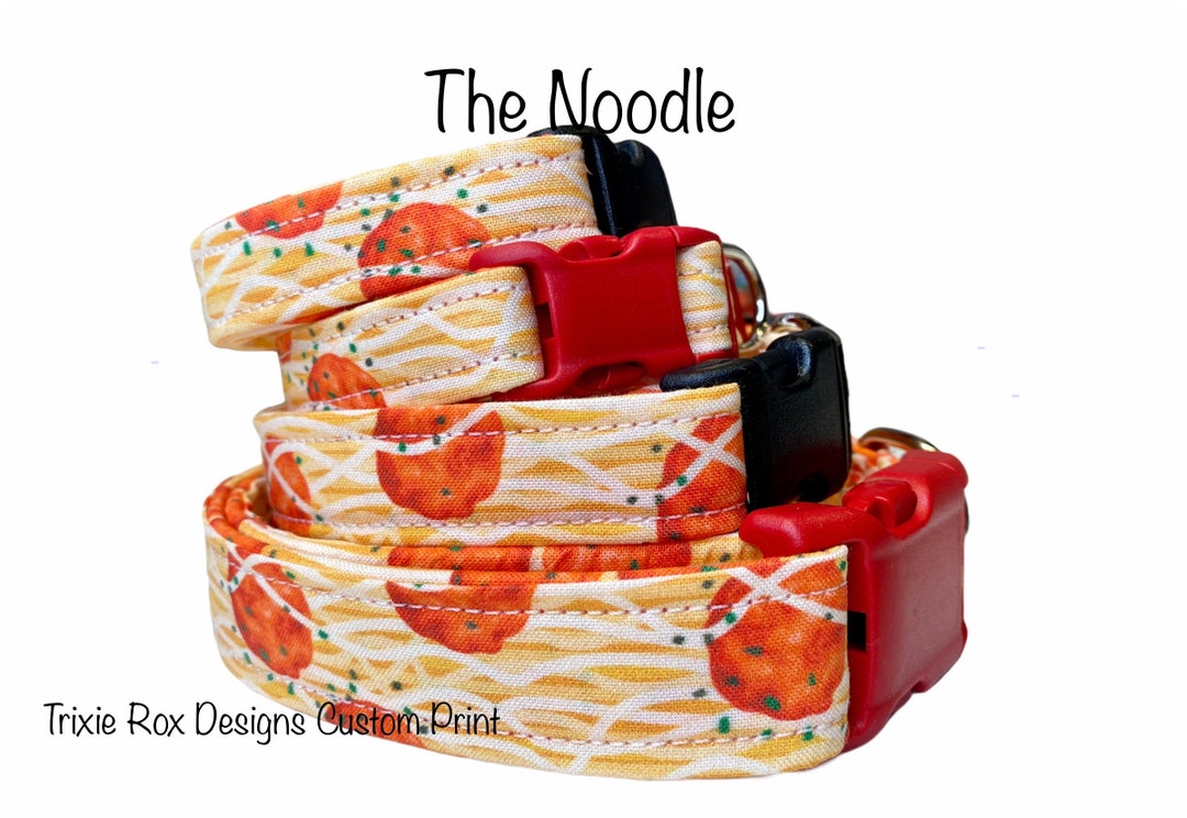 Dog Collar, Noodle Dog Collar, Pasta Dog Collar, Fabric Dog Collar