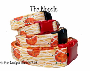 Dog collar, noodle dog collar, pasta dog collar, fabric dog collar, adjustable, funny dog collar, spaghetti dog collar, noodles, cat collar