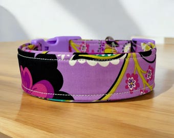 Purple floral dog collar, handmade fabric dog collar, side release adjustable dog collar, dog collars, washable dog collar, gifts for dogs