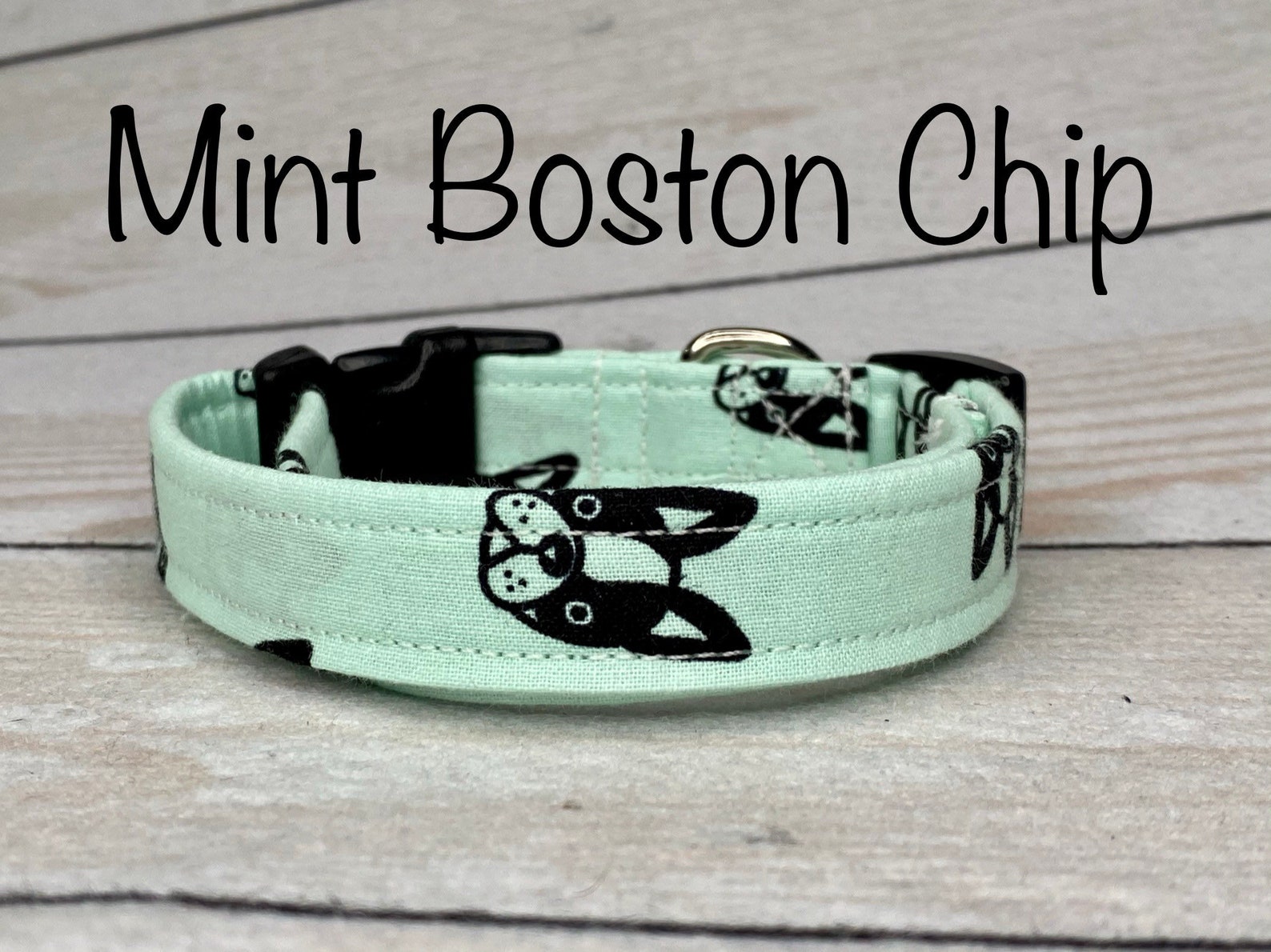 Boston Terrier Dog Collar Boston Terrier Mint Dog Collar Etsy