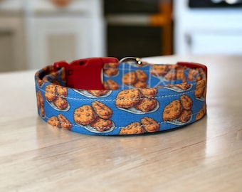 Chicken nugget dog collar, Funny dog collar, food dog collar, chicken nugget lover, side release, adjustable, washable, fabric dog collar,
