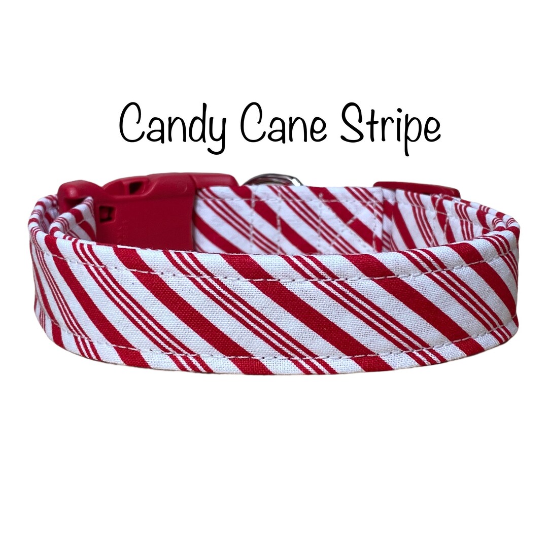 Christmas Dog Collar, Candy Cane Dog Collar, Red, White, Striped, Candy