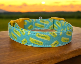Butter food dog collar, handmade fabric dog collar, side release adjustable dog collar, funny dog collars, washable, gifts for dogs