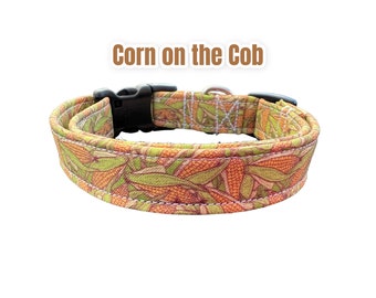 Corn dog collar, funny dog collar, food dog collar, side release collar, adjustable collar, washable collar, yellow, green, dog collar