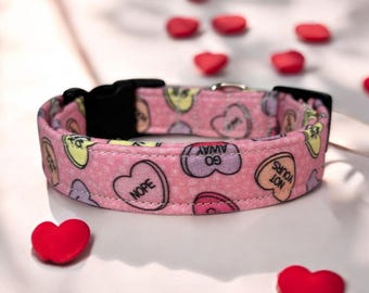 Anti-Valentine dog collar, funny dog collar, handmade side release dog collar, girl dog collar, boy dog collar, custom adjustable dog collar